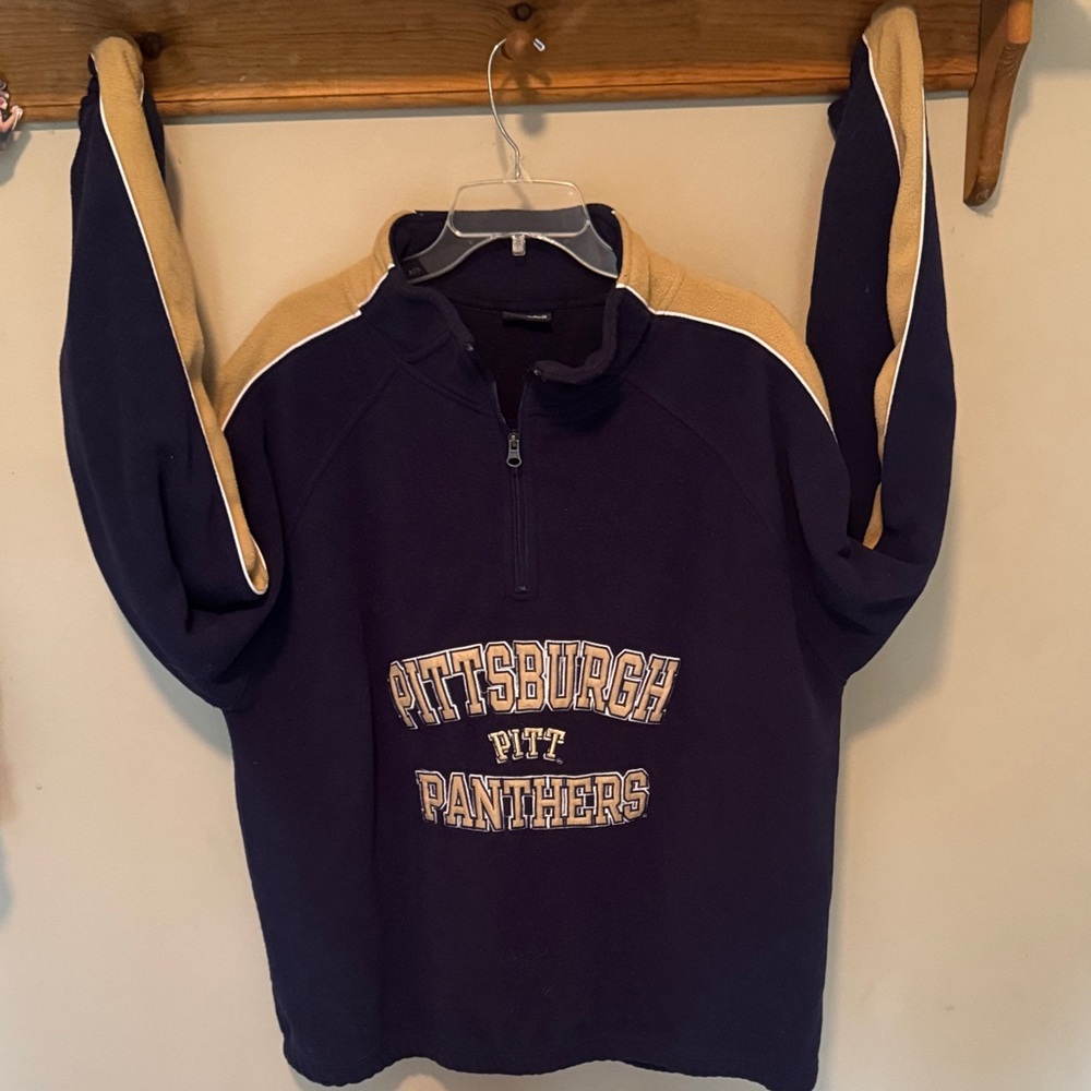 Vintage Pittsburgh Panthers Navy and Tan half zip pullover ,